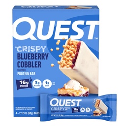 Quest Nutrition Crispy Blueberry Cobbler Hero Protein Bar, 16g Protein, 1g Sugar, 3g Net Carb, Gluten Free Protein Snack, Keto Friendly, 4 Count