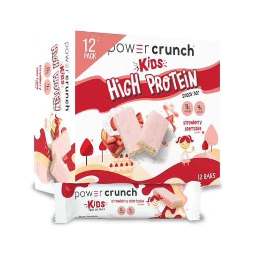 [BRSREFITA4MRGG36] Power Crunch Kids Protein Wafer Bars High Protein Snacks with Delicious Taste, Strawberry Shortcake 1.13 Ounce (12 Count)