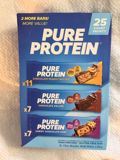 [BRSRGGIRPIDWYC3P] Pure Proteins Bars, Nutrient Rich Snacks with High Protein for Energy Support, Minimal Sugar, Gluten-Free, Variety Pack (25 Pack)