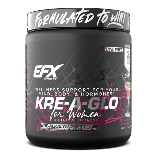 [BRSRGZYYDFYBAEQ2] EFX Sports Kre-A-Glo Kre-Alkalyn Creatine for Women | 2.5g Collagen, 300mg Ashwagandha, 100mg Hyaluronic Acid | 30 Servings (Strawberry Margarita)