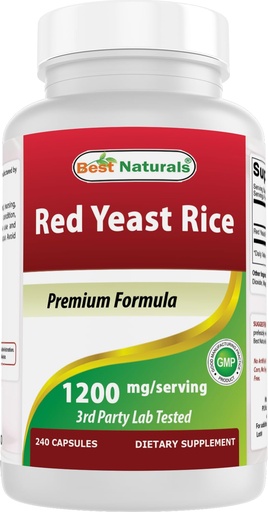 [BRSRABDYCEBQ2HT2] Best Naturals Red Yeast Rice 1200mg Per Serving 240 Capsules - Premium Formula - 3rd Party Lab Tested