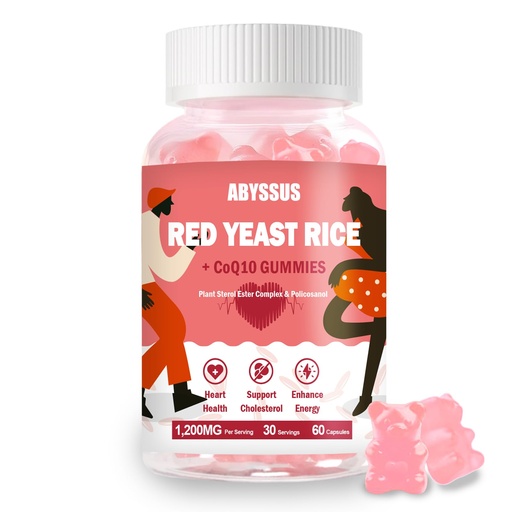 [BRSREZ3QOAJWAG3J] ABYSSUS Red Yeast Rice with CoQ10 Gummies - 1200mg Red Yeast Rice Extract, Plant Sterols & Policosanol | Sugar Free Vegan Supplement for Adults | 60 Count