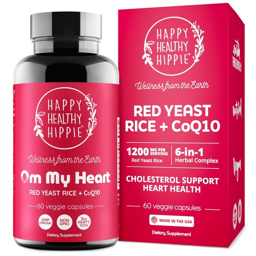 [BRSRAGATAEOWCGT2] Red Yeast Rice with CoQ10 Supplement 1200 mg - Supports Cholesterol Balance, Heart Health & Circulation - Antioxidant Support with Coenzyme Q10 - Citrinin-Free, Non-GMO, Vegan, 60 Ct