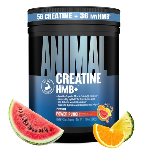 [BRSREZACCNYBQHTZ] Animal Creatine HMB Powder – 3g myHMB + 5g Creatine with Electrolytes for Recovery & Daily Energy – Power Punch Flavor, 30 Servings
