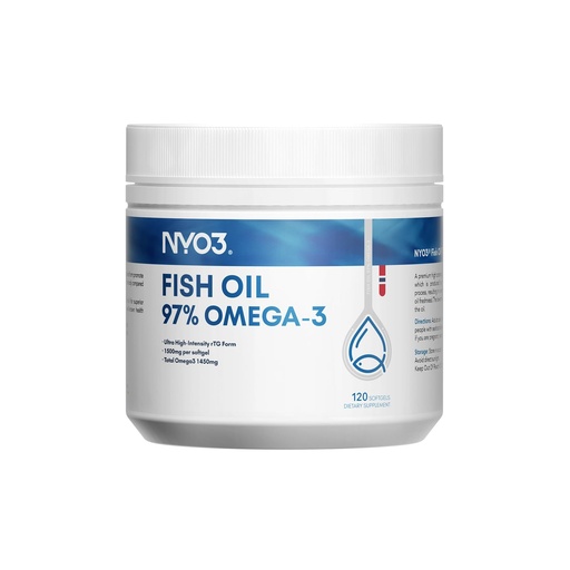 [BRSRGADQPMDQ22Q6] NYO3 Omega 3 Fish Oil 1500mg with DHA & EPA, 97% High-Potency Omega 3 Fatty Acids,Support Heart, Brain & Joint Health,No Fishy Aftertaste,Non-GMO,120 Softgel (Product Nearing Expiration)