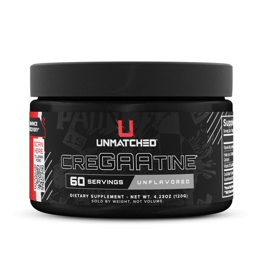 [BRSRAAA6AQCBQ2DD] Unmatched CreGAAtine Optimized Creatine | Creatine Monohydrate + GAA (Guanidinoacetic Acid) | Muscle Build, Strength, Recovery | 60 Servings (Unflavored)