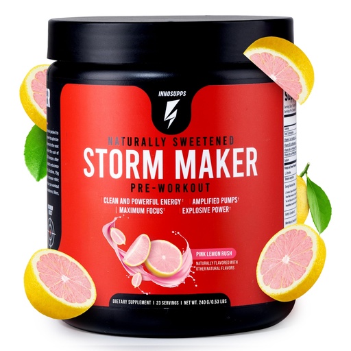[BRSWYYIPOQJQ2F3F] InnoSupps Storm Maker Pre Workout - Long Lasting Energy, Organic Caffeine, Green Tea Extract, L-Citruline, No Artificial Sweeteners (Pink Lemon Rush)