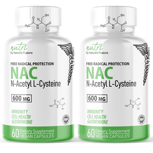 [BRSRMEDYBUCAECQ3] NAC Supplement N-Acetyl Cysteine (2 Pack) - Nutri NAC 600 mg - Anti Aging Supplement, Antioxidant, Liver, Lung Support, Boost Glutathione - N Acetyl Cysteine (60 Capsules) - Free Radical Protection