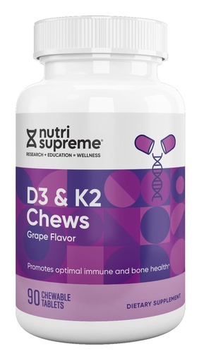 [BRSWGEAOAQIWC2TJ] Nutri Supreme Research K2 with D3 Chews Grape Flavor 90 Count
