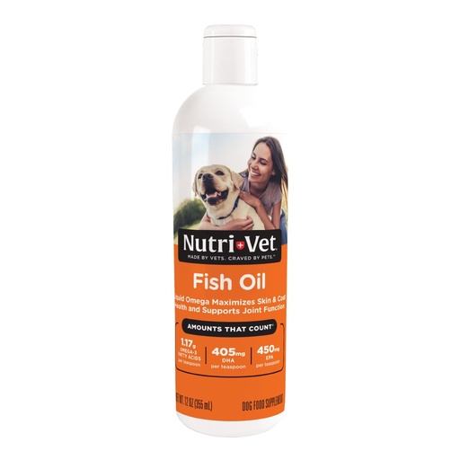 [BRSROBIZCR6GK3D3] Nutri-Vet Fish Oil Supplement, Dog Fish Oil, Skin and Coat Health, Omega-3 Supplement, Supports Shiny Coat, Healthy Skin, Dog Vitamins, Puppy Essentials, Pet Wellness, Menhaden Formula, 16 oz
