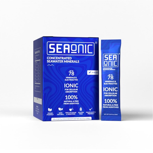 [BRSRAAT3OUMQYCTB] Liquid Electrolyte & Trace Mineral Sachets – 78+ Ionic Minerals from Marine Plasma | 100% Natural, Sugar-Free, No Additives | Restore Energy, Hydration & Cellular Balance (30 x 10ml Sachets)