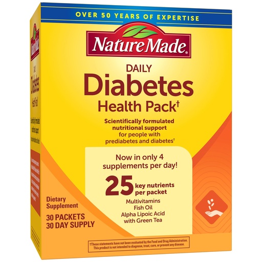 [BRSWIYTZA4BRKF36] Nature Made Diabetes Health Pack, Daily Dietary Supplements for Nutritional Support, 30 Packets, 30 Day Supply