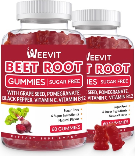 [BRSRMAYTCMBBYDL4] Beet Root Gummies, Suplemento de óxido nítrico para homes mulleres | gommy de escaravello orgánico con sementes de uva, P,, Black Pepper, Vitamin C, B12