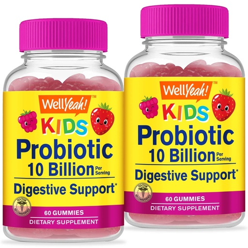 [BRSROZT6BUAQAHY2] WellYeah Probiotics for Kids Gummies 2 Pack -10 Billion CFU -for Gut Health, Immune Health and Digestive Support -Berry Flavor Chewable Supplement -Vegetarian, Non GMO - 60 Gummies