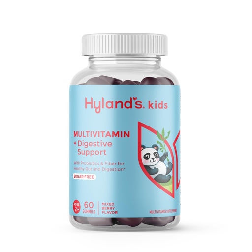 [BRSREEA5PMNWOCLV] Hyland's Kids Multivitamin + Digestive Support Children's Supplement, Sugar Free Mixed Berry Flavored Gummies with Probiotics & Fiber, 60ct Bottle