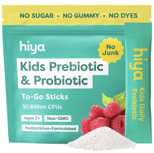 [BRSREEA5OUMB4CDX] Hiya Kids Probiotic – 10 Billion CFU with Clinically-Studied Strains for Ages 2+, Supports Gut Health & Immune, 0g Sugar – 20 Stick Packs for Toddlers & Kids