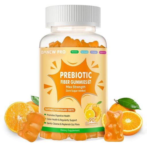 [BRSRA2T7DJYAEADA] Prebiotic Fiber Gummies for Adults, 7G Extra Strength, Zero Sugar Added, 90 Pectin Based Gummies, Digestive Health -Orange