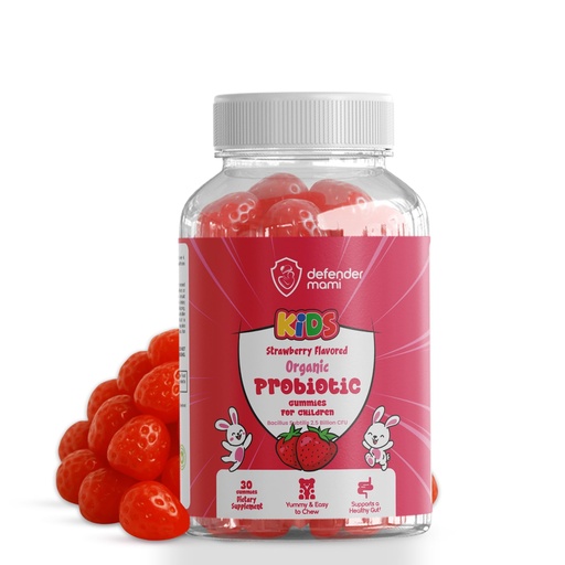 [BRSRECQTBUPAE3LA] Kids Organic Probiotic Gummies – 2.5 Billion CFU – Strawberry Flavor – Digestive & Immune Support for Children – Natural Tummy Relief, Gut Health, Vegan, Non-GMO – 30 Yummy & Easy-to-Chew Gummies