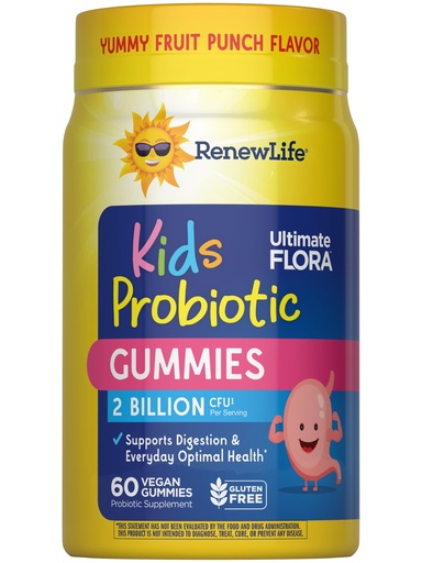 [BRSWIHD7OZ5AED3K] Renew Life Kids Probiotic Gummies, Daily Supplement Supports Overall Health and Optimal Digestion, Dairy and Soy Free, 2 Billion CFU, 60 Count