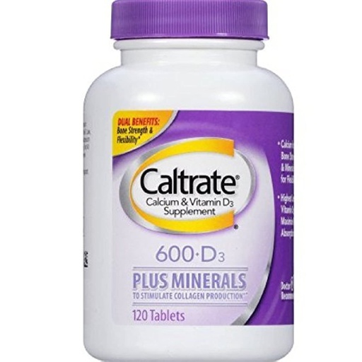 [BRSWIZABO4HGGCYV] Caltrate Calcium & Vitamin D Plus Minerals, 600+D3 120 Tablets ( Pack of 1)