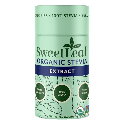 [BRSWIFI3DJ5GAHA7] SweetLeaf Organic Pure Stevia Powder Shaker Jar 0.9 Oz (1 Pack) - Zero Calorie Sweetener No Erythritol, Stevia Leaf Extract, Natural Sugar Substitute for Coffee & Baking, Sugar Free, Keto Friendly