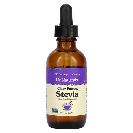 [BRSWIYT7PMMROG36] NuNaturals Clear Extract Stevia, Plant-Based Sweetener, Unflavored, Glass Bottle, 2oz