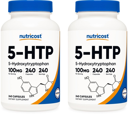 [BRSWKE3YA4CWAHD4] Nutricost 5-HTP 100mg, 240 Vegetarian Capsules (5-Hydroxytryptophan) - Non-GMO & Gluten Free (2 Bottles)