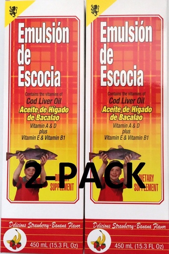 [BRSWGY3QPMCQYAY4] Emulsion De Escocia Strawberry Banana 15.3 Oz. Cod Liver Oil 2-Pack