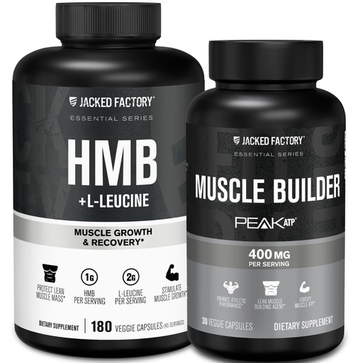 [BRSRGAYDOVYQEEY6] Jacked Factory Muscle Builder Bundle – Peak ATP Muscle Builder (30 Capsules) & HMB + Leucine Capsules (2g L-Leucine, 1g HMB) (180 Capsules) – Muscle Growth, Strength, Lean Muscle & Recovery Support