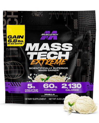 [BRSRM2YZB4MAECL5] Muscletech High-Protein Mass Gainer (Vanilla Milkshake, 6LB) - Mass Tech Extreme 2000 Mass Gainer Protein Powder Supplement - Weight Gainer for Increase Muscle & Enhanced Recovery - Packaging May Vary