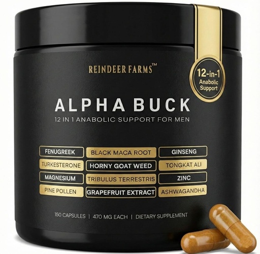 [BRSREYL5AEHBAAY7] Alpha Buck Booster for Men – Natural Extract Supplement – Boost Strength, Energy, Recovery & Vitality – 12 Herb Formula – Non-GMO, No Fillers