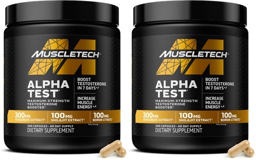 [BRSRGGQNO4ORUCTG] MuscleTech Testosterone Booster for Men,AlphaTest-T-Boost Mens Supplement with Tribulus Terrestris&Boron-Daily Male Gym Workout Supplements for Muscle Growth,Stamina&Energy-240 Pills,(Pack of 2)