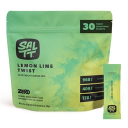SALTT Electrolytes Powder Flavored Drink Mix - Lemon Lime Twist - 30 Hydration Packets - Magnesium, Potassium, Sodium, Trace Minerals - Zero Sugar & Gluten Free - Travel Essentials