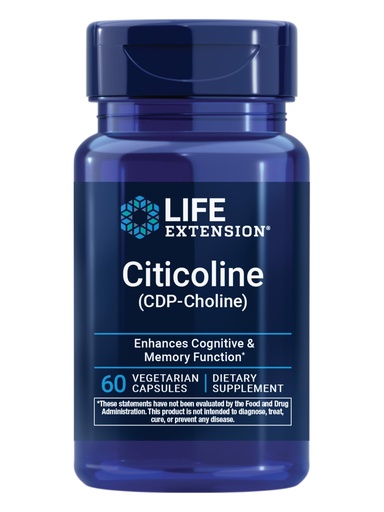 [BRSWIYQZAB5GIAY5] Life Extension Citicoline (CDP-Choline) - Citicoline Supplement for Brain & Cognitive Health, Focus, Attention, Memory Function - Non-GMO, Gluten Free, Vegetarian - 60 Capsules