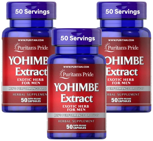 [BRSRAYYFB4MBS3I4] Puritan's Pride Yohimbe 1000 Mg, 50 Count, Vegetable Cellulose, Gelatin (Pack of 3)