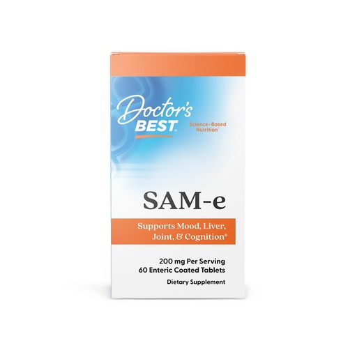 [BRSWIYANCN4AEYLM] Doctor's Best SAM-e Mood & Joint Support & Liver Health (Pharmaceutical Grade/Non-GMO/Gluten Free/Vegetarian), Tablet, 60 Count (Pack of 1)