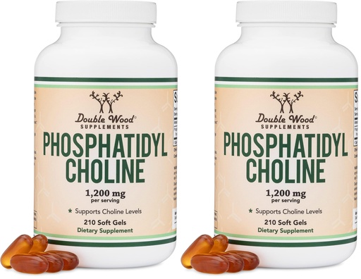 [BRSRGFI7AB7QK3IV] Phosphatidylcholine 1,200mg – 210 Softgels – Enhanced Version of Sunflower and Soy Lecithin (Choline Supplements) - Non-GMO and Gluten Free to Support Brain Health by Double Wood (Pack of 2)