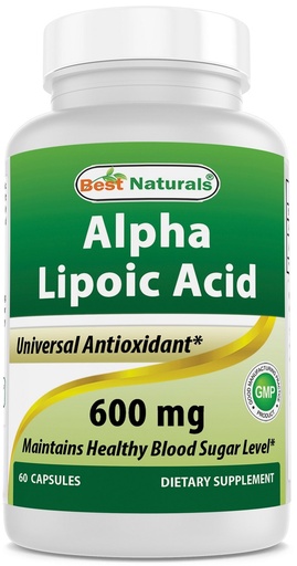 [BRSWKFQQCMBWGYA7] Best Naturals Alpha Lipoic Acid 600 mg 60 Capsules - ALA Powerful Antioxidant (60 Count (Pack of 1))