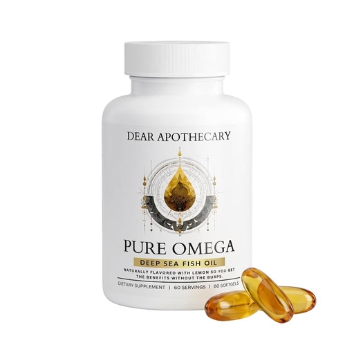 [BRSRGCQBCEPQECDK] Pure Omega Fish Oil 1200mg - 720mg Omega-3 with EPA 432mg & DHA 288mg - Molecularly Distilled, No Fishy Aftertaste - Heart, Brain, Joint & Vision Support - 60 Softgels (60 Servings)