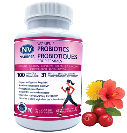 [BRSREZYBO4FBEHY3] Women's Probiotic 100 Billion CFU 31 Strains with Prebiotics, Digestive Enzymes, Cranberry & D-Mannose Supports Gut, Vaginal & Urinary Health 90 Veggie Capsules