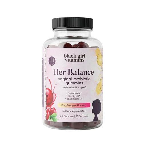 [BRSRGBAOPMBBO2AV] Black Girl Vitamins Her Balance Vaginal Probiotic Gummies – pH Balance & Odor Support, Feminine Health + Urinary Tract Support, 2B CFU Lactobacillus, Vegan, Gluten-Free, Halal (30-Day Supply)