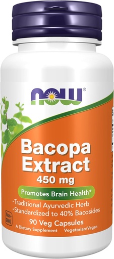 [BRSWGAAPDFYQAAI7] AHORA Suplementos de alimentos, extracto de bacopa (Bacopa monnieri) 450 mg, promueve la salud cerebral*, 90 cápsulas de veg