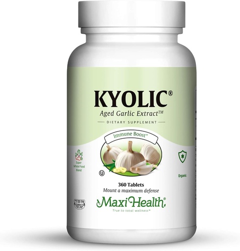 [BRSWIYAKCUOQYE3U] Maxi Health Kyolic Organic Garlic Supplement - Kosher Garlic Tablets with Kyolic Aged Garlic Extract for Immune Support - Vegetarian Garlic Pills (360 Count)
