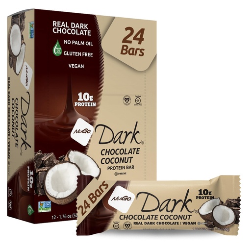 [BRSWGBD7BN6REYD7] NuGo Dark Chocolate Coconut, 10g Protein Bar, Vegan, Gluten Free, Non-GMO, Kosher Pareve, 24 Count