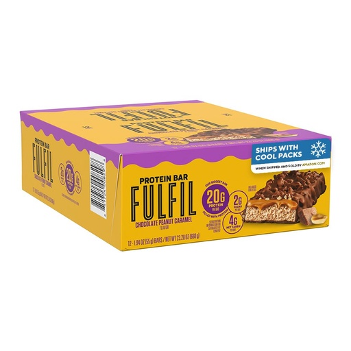 [BRSRAHA7OEFREDY7] FULFIL Protein Bars, Chocolate Peanut Caramel Flavored, Gluten Free with 20g Protein, Pantry Staples, 12 Count