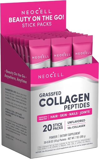 [BRSRMAQNOYIAE3T6] NeoCell Super Collagen Peptides, 10 g Collagen/Single-Serve Packet; Keto Certified, Gluten Free; for Healthy Skin, Hair, Nails and Joint Support;* Unflavored Powder, 20 Servs, 7 Oz.