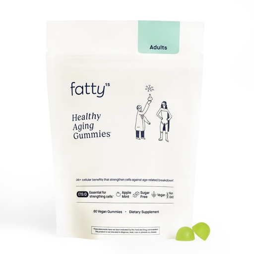 [BRSRGHT5BMJW22TK] Fatty15 C15:0 Pentadecanoic Acid Healthy Aging Gummies - 60 Vegan Gummies - 3X Cellular Benefits of Omega 3 Fish Oil - Longevity, Metabolic, Wellness & Liver Support - Gluten Free & Sugar Free