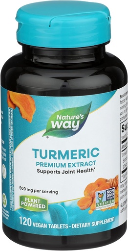 [BRSWIYT3O4GRK3DK] Nature's Way Turmeric Premium Extract - Supports Joint Health* - Non-GMO Project Verified - 500 mg per Serving - Joint Supplement Turmeric Tablets* - Gluten Free - 120 Tablets