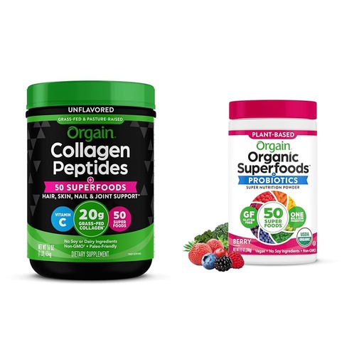 [BRSRAYYYPICAYHLB] Orgain Hydrolyzed Collagen + Superfoods Powder and Organic Greens Superfoods Powder - 1lb and 0.62lb