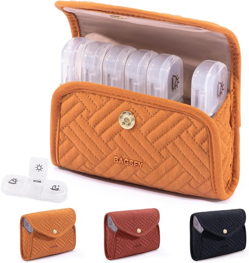 [BRSRAHT2OQMRECT6] BAGSFY Weekly Pill Organizer 3 Times a Day in a Cute Fabric Pill Case, Medicine Pill Organizer, Pill Box, Portable Travel Pill Case, Pill Container for Medication, Vitamins, Fish Oils, Supplements